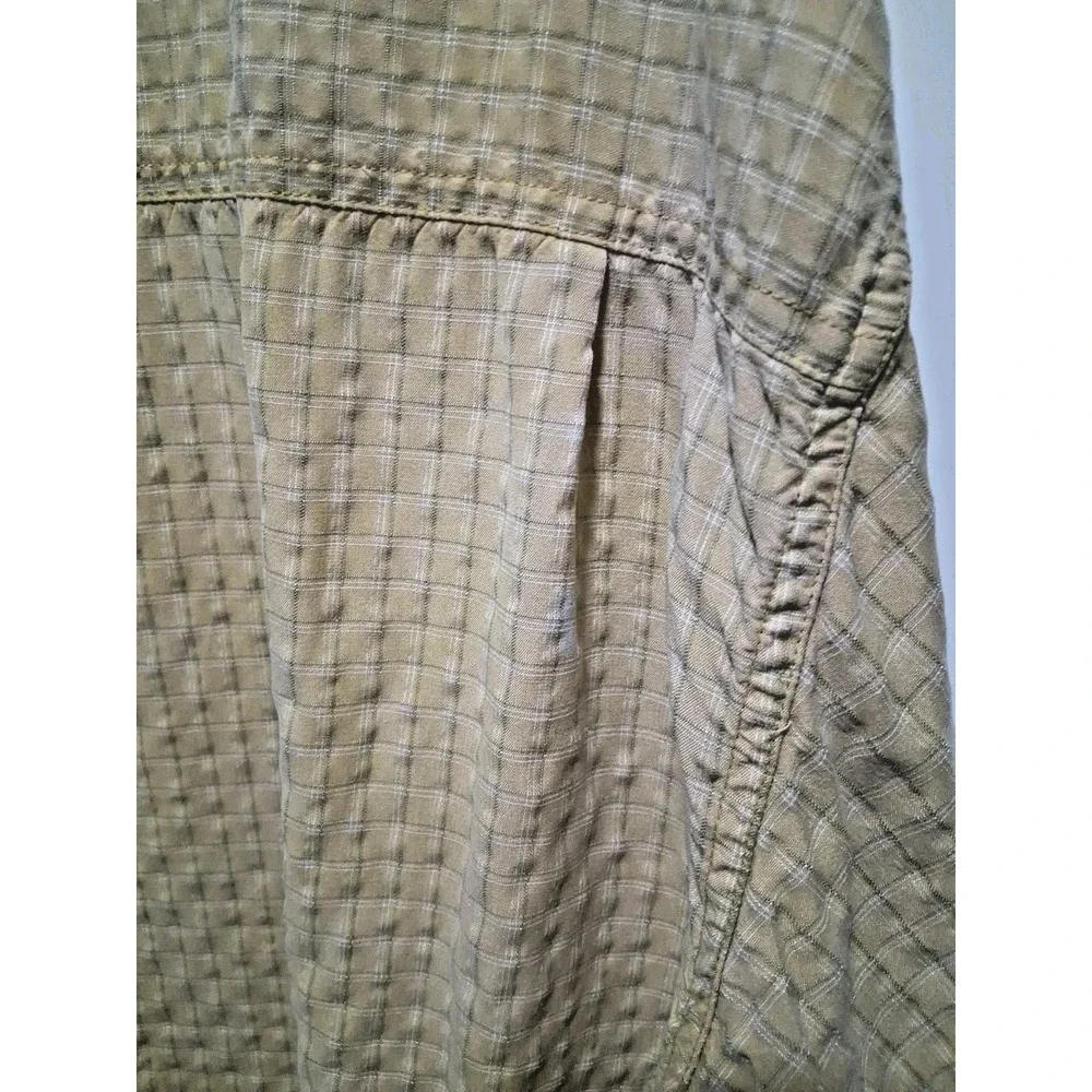 The North Face Men's XL Plaid Button Vented Short Sleeve Shirt Yellow Gray White